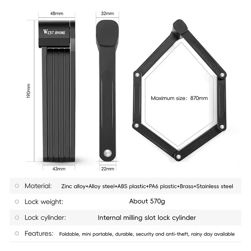 Folding Bike Lock 87cm